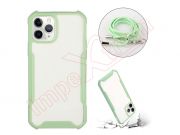 Green and transparent case with lanyard for Appe iPhone 11 Pro Max (A2218)